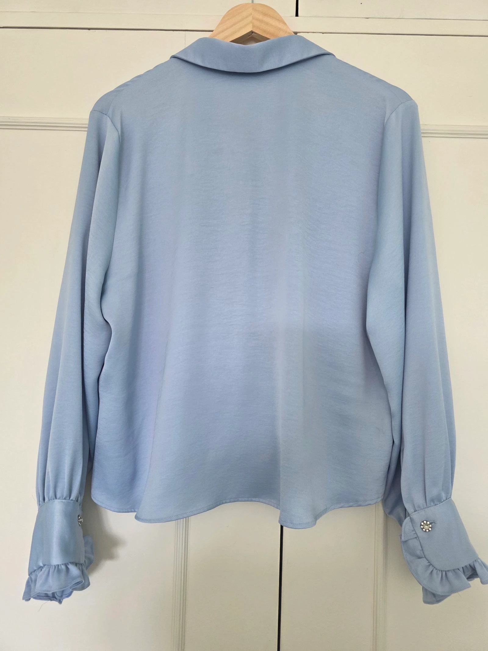 Blusa Azul Acetinada Folhos | Zara | T.XL – photo 8